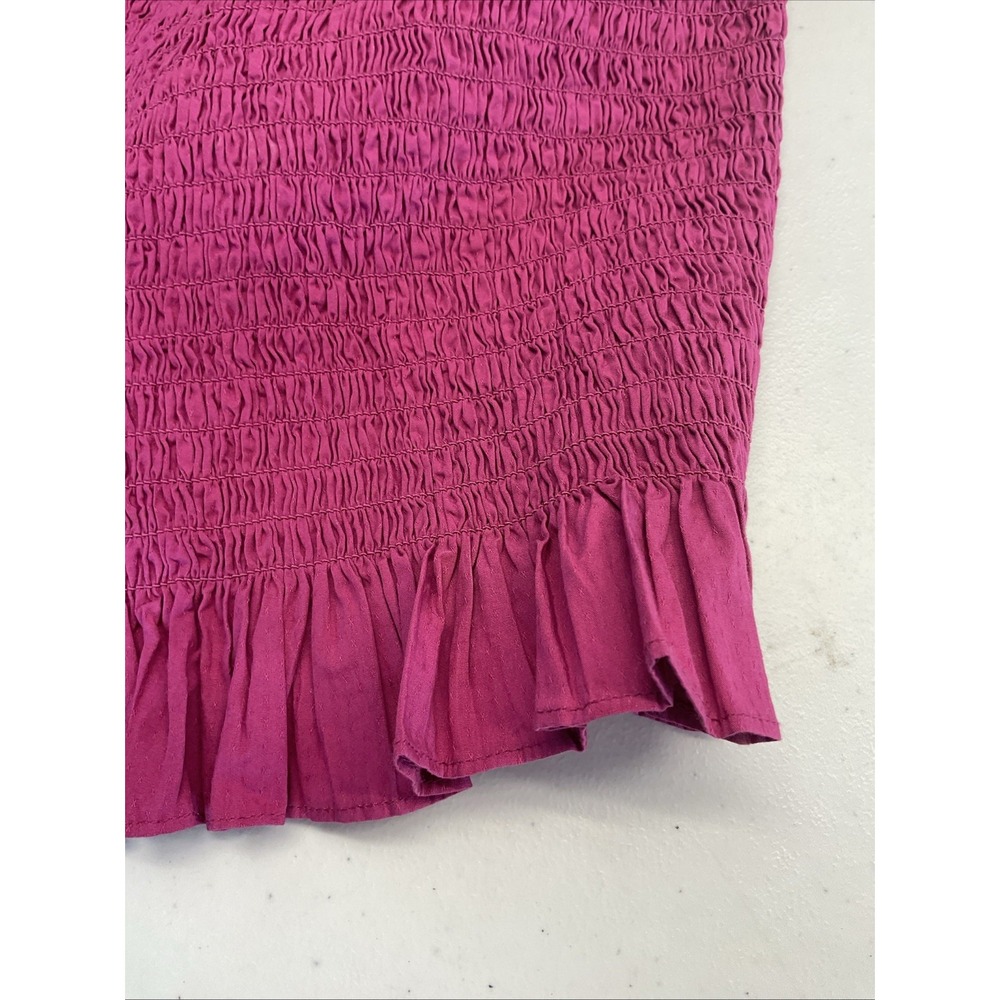 Anthropologie Size L Purple Smocked Ruffle Hem Stretch Cotton Mini Skirt - Picture 4 of 10
